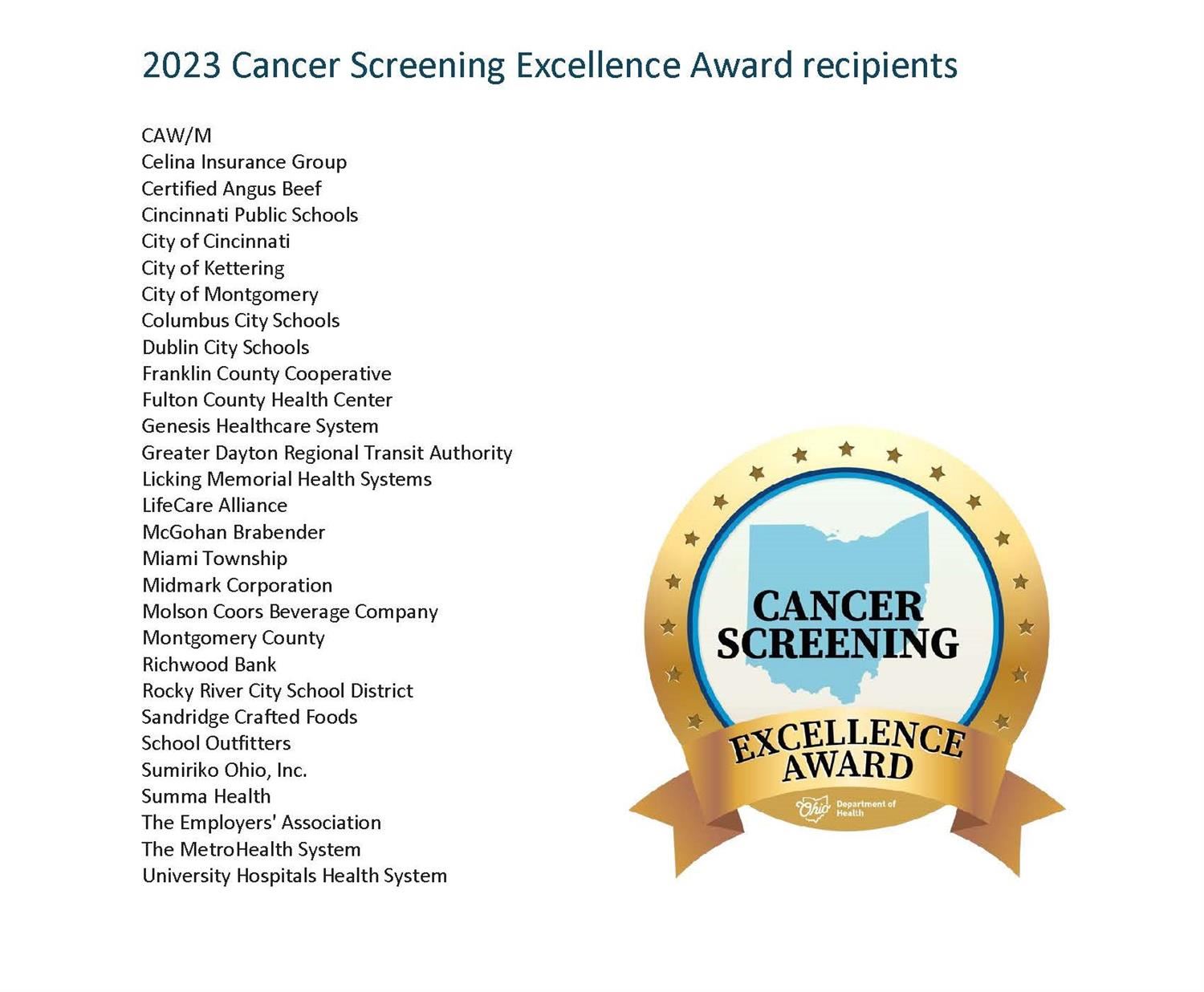liste of excellence winners